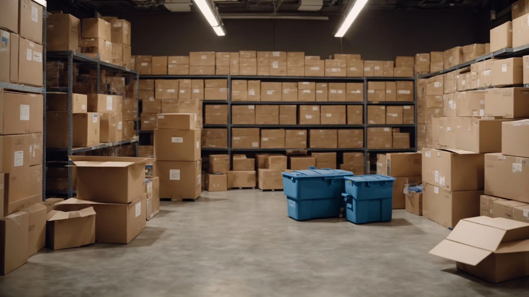 a spacious room filled with neatly labeled boxes ready for a long-distance move.