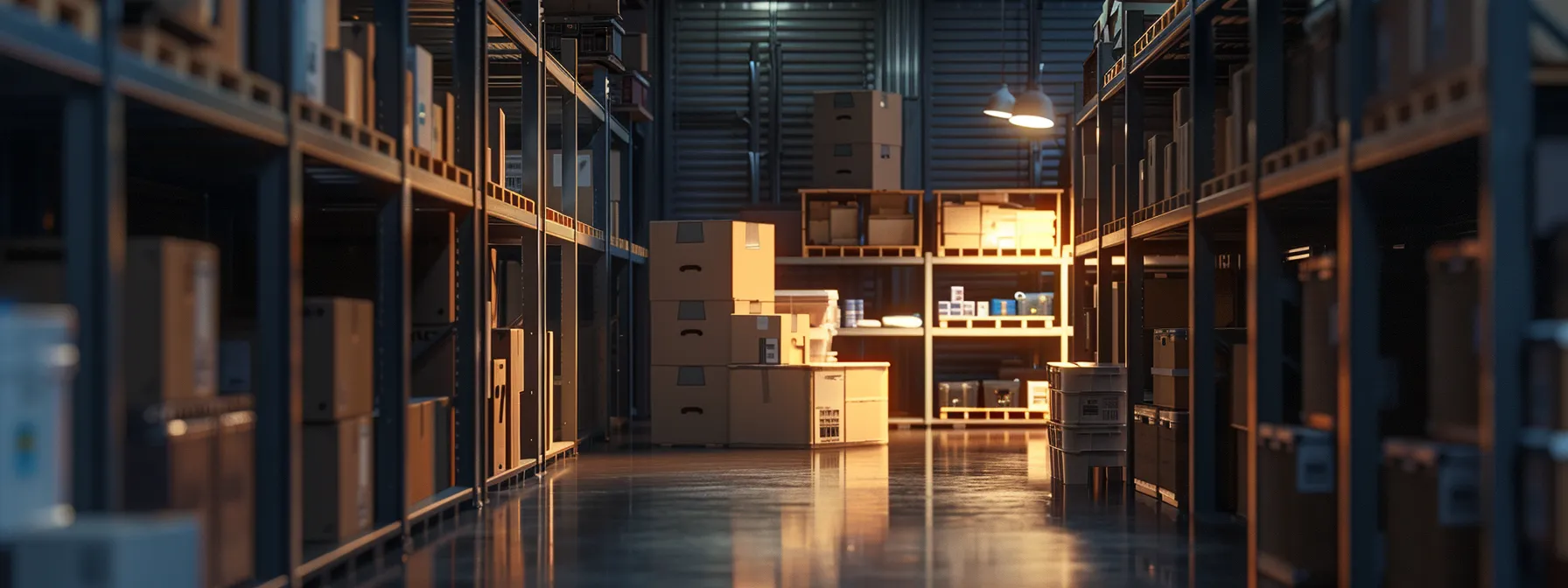 a brightly lit, climate-controlled storage unit at lifetime moving & storage, with neatly arranged boxes and items, showcasing their secure and organized storage solutions.